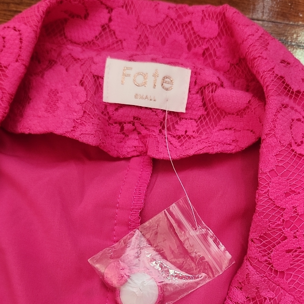NWOT Fate Hot Pink Elegant Lace Blazer - Picture 2 of 9